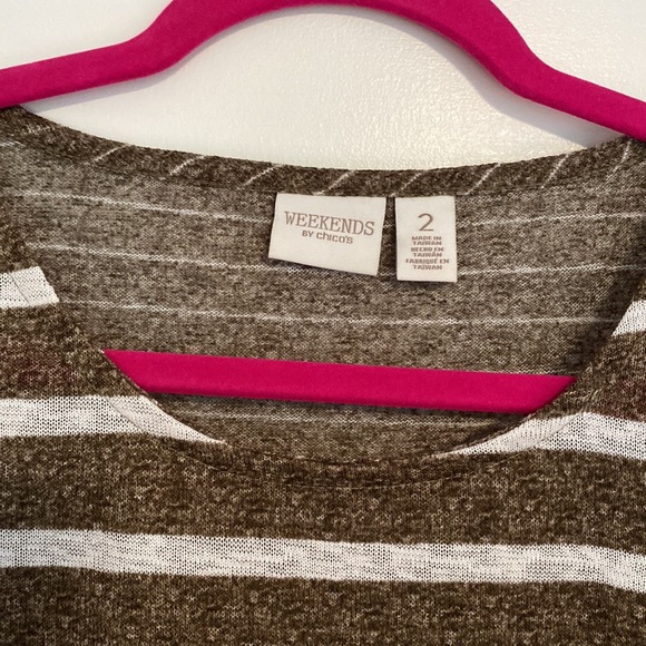 Chico’s striped, cap-sleeve t-shirt. Size 2 (10/L). - Picture 4 of 8